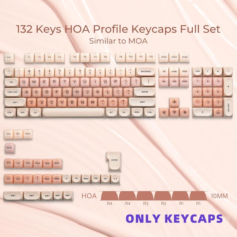 OHY PBT Keycaps, XVX Pink Jelly Foundation HOA Profile, 132-Key Cute Custom Keycaps (for Mechanical Keyboards with Cherry/Gateron MX Switches)-Flesh Pink - Image 4
